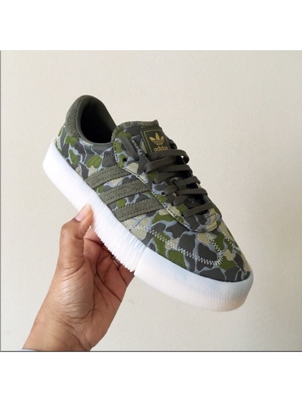 Adidas SambaRose Olive Camo Women’s Sneakers Camouflage Low-Top Sneakers - Picture 3 of 7